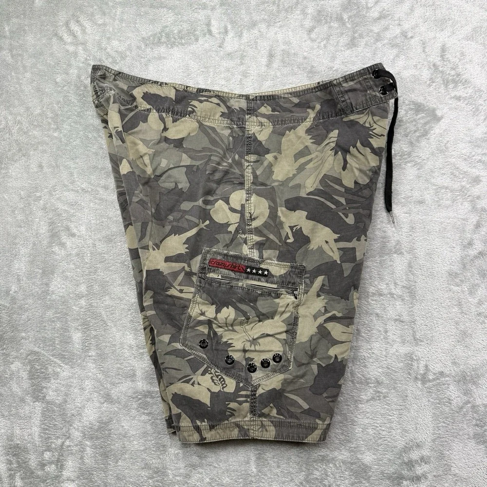 Vintage Crazy Shirts Men's Boardshorts Size 36 Tropical Camo Swim Trunks